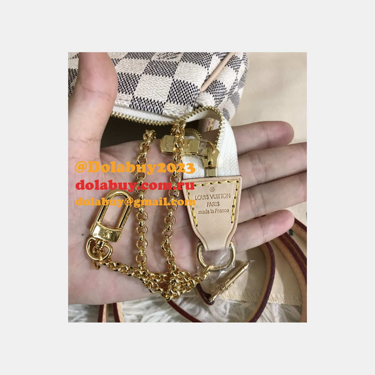 Louis Vuitton Pochette Eva White Damier Azur Canvas Cross Body Luxury N55214 Bag