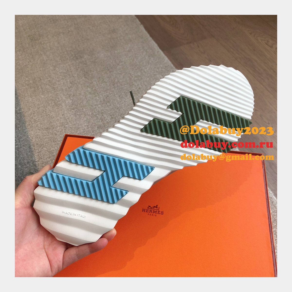 Top Quality hermes men Bouncing leather sneaker