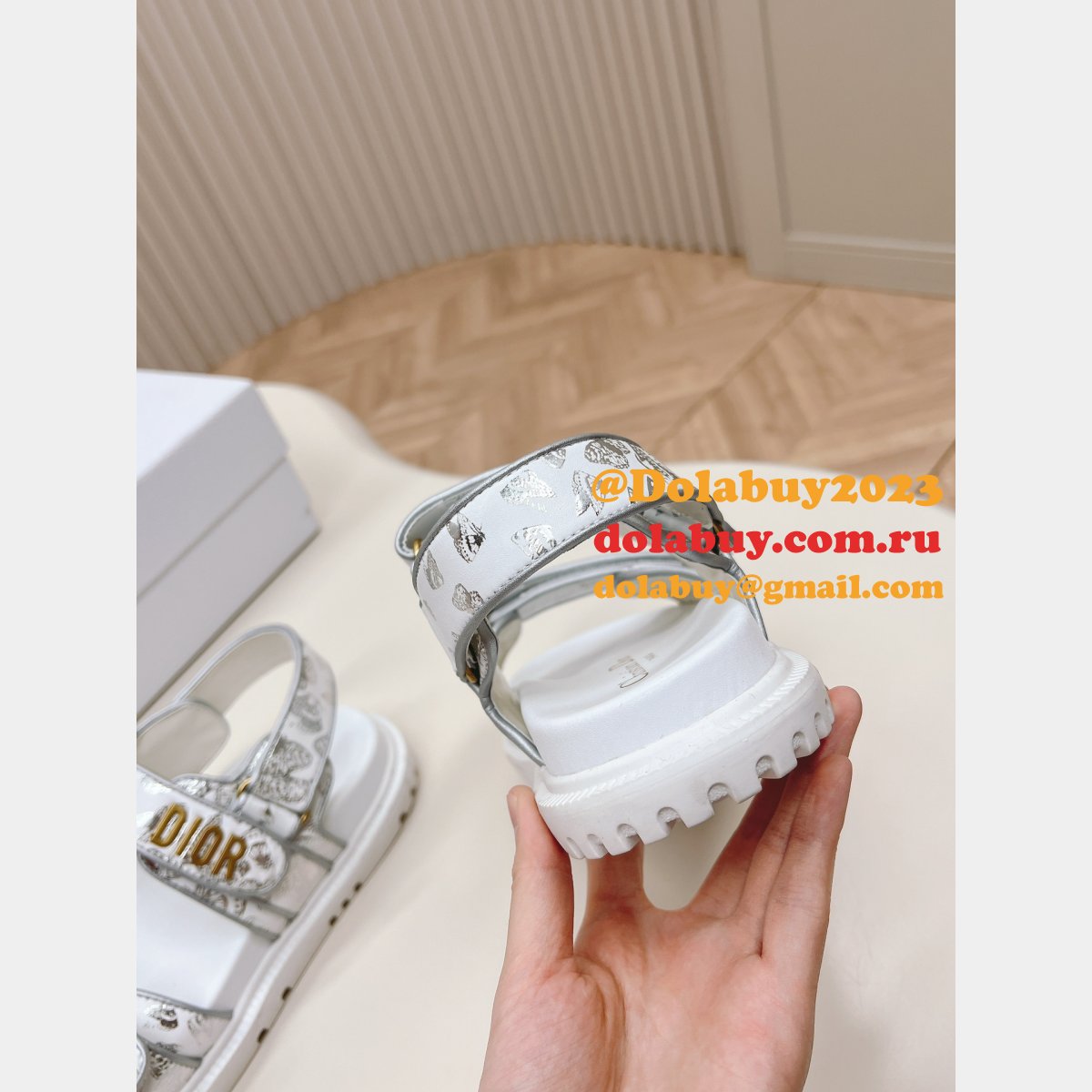 Cheap Fabric with Allover Butterfly Dioract Sandal