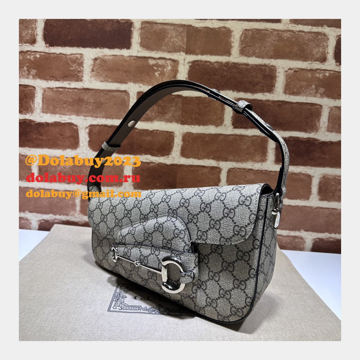 Perfect Gucci Replica Horsebit 764155 7 Star 1955 Shoulder Beige Bag