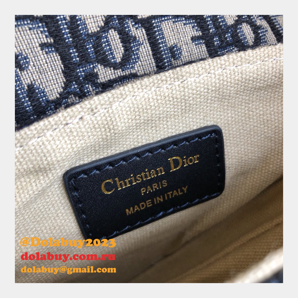 Replica Christian Dior Saddle Bag Grained Blue Oblique Jacquard