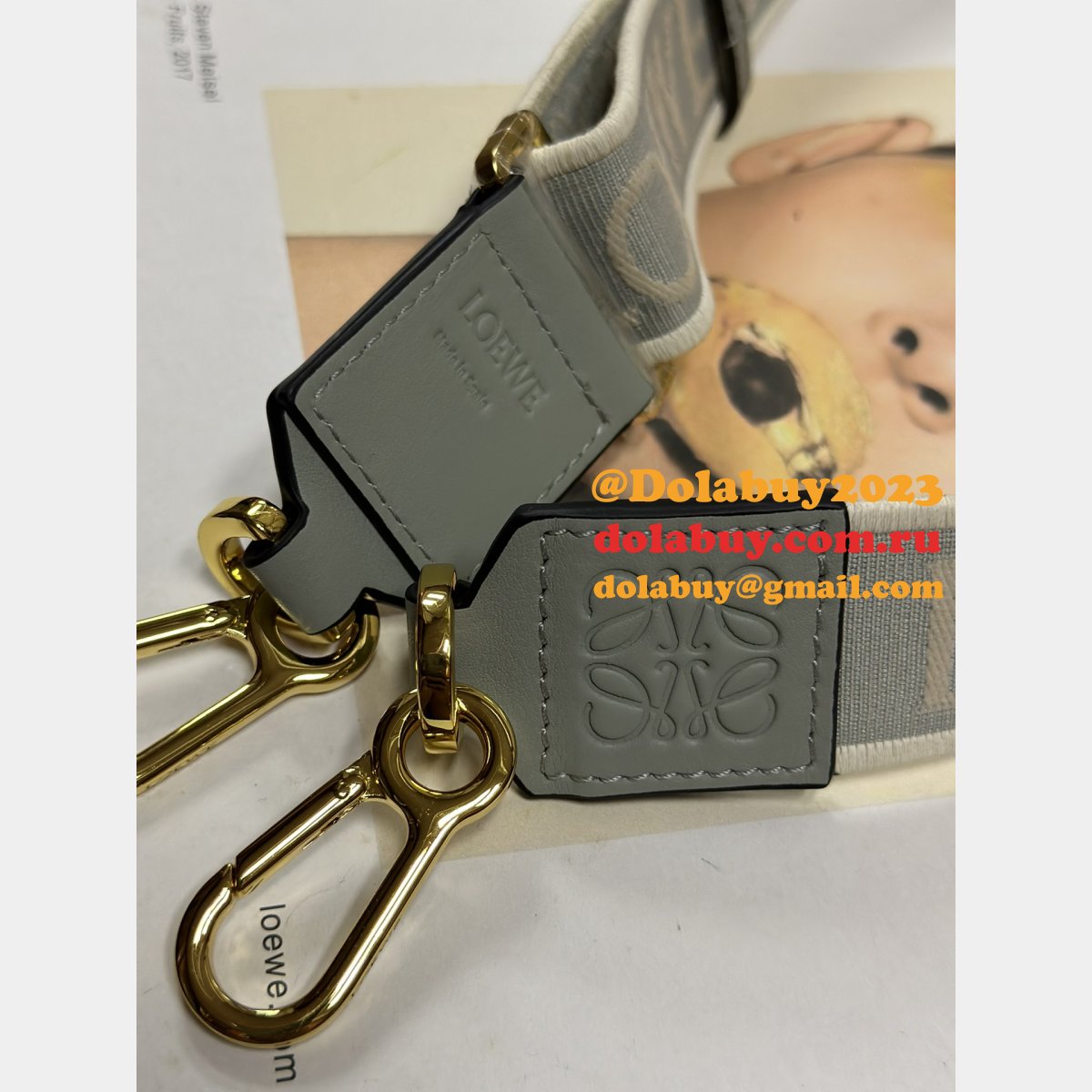 Best Loewe Anagram double-sided embroidered shoulder strap