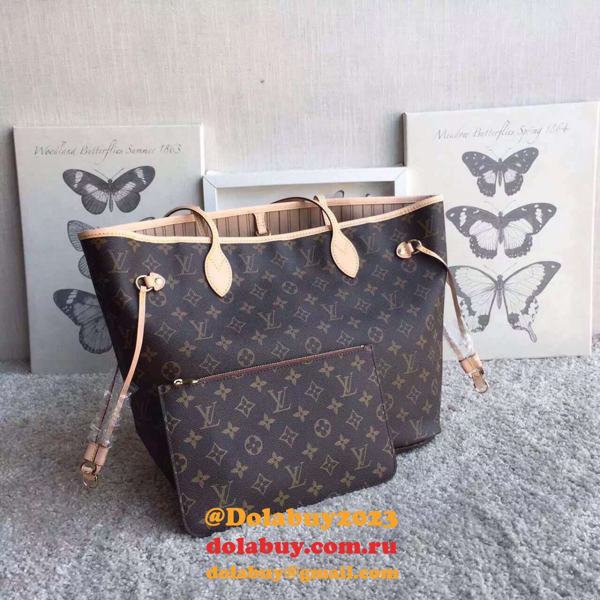 Best Louis Vuitton Wholesale Neverfull Monogram MM APRICOT M50366 Bag