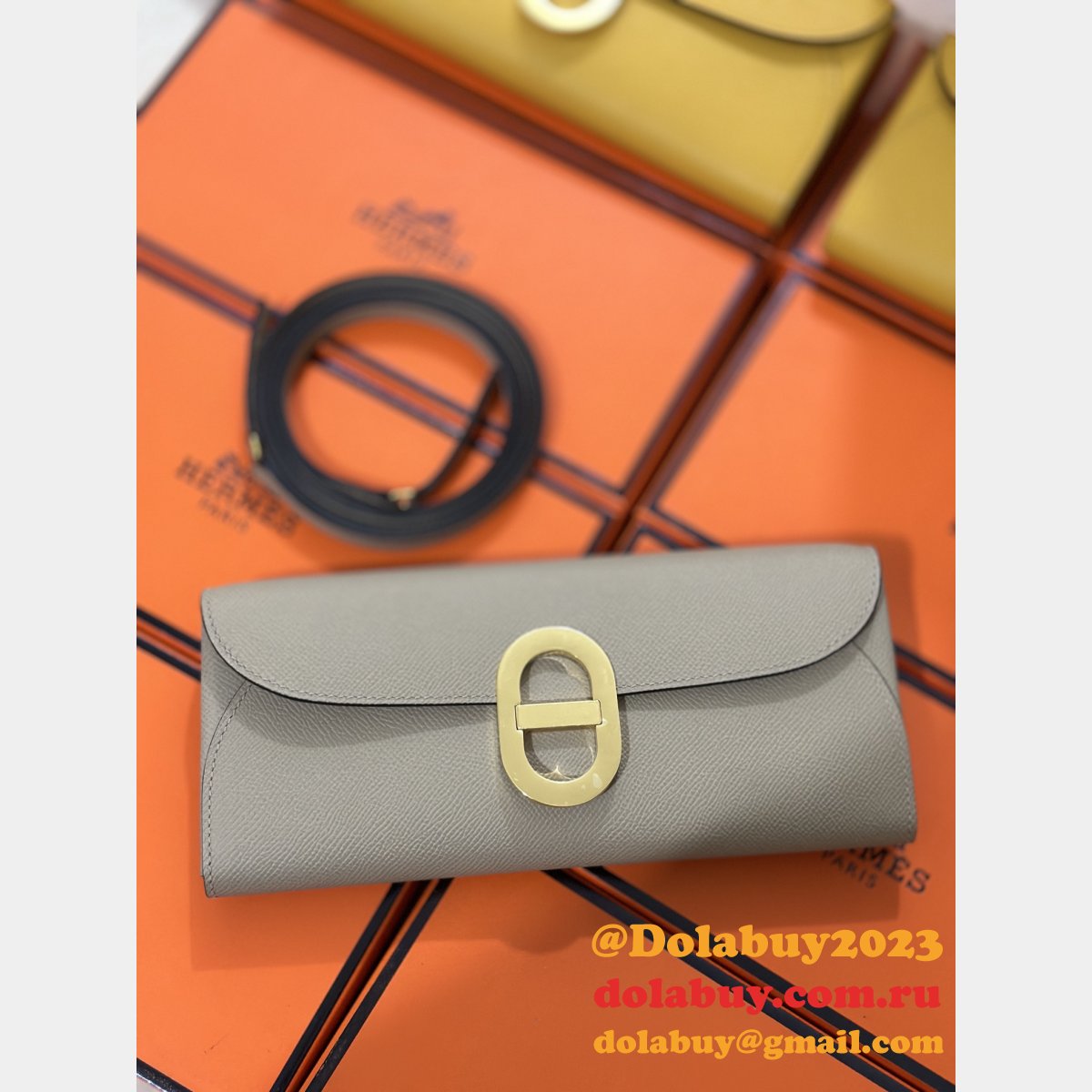 Luxury Hermes D Ancre to go clutch Epsom bag