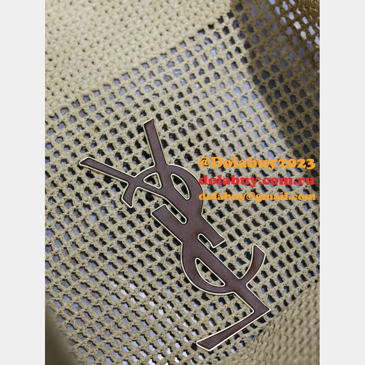 Top Quality YSL I CARE 698651 raffia weaving shopping bag