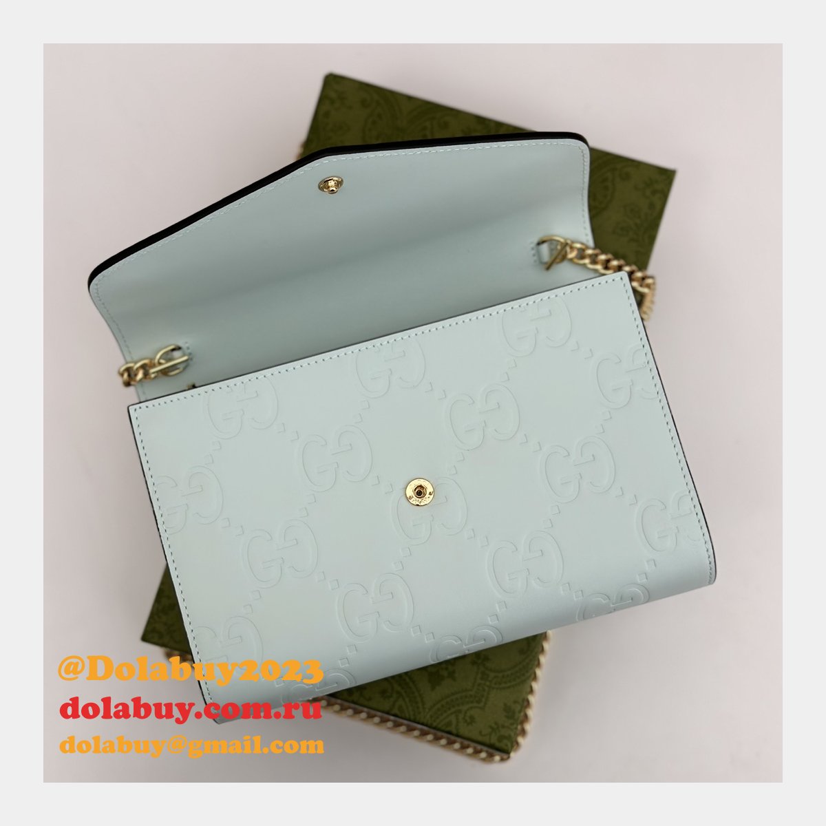 G*u*i copy gg leather chain wallet 1:1 mirror 781555 bag