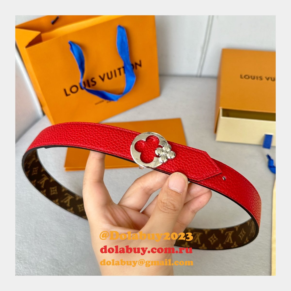 Designer LOUIS VUITTON Women Flowergram Belt 30MM