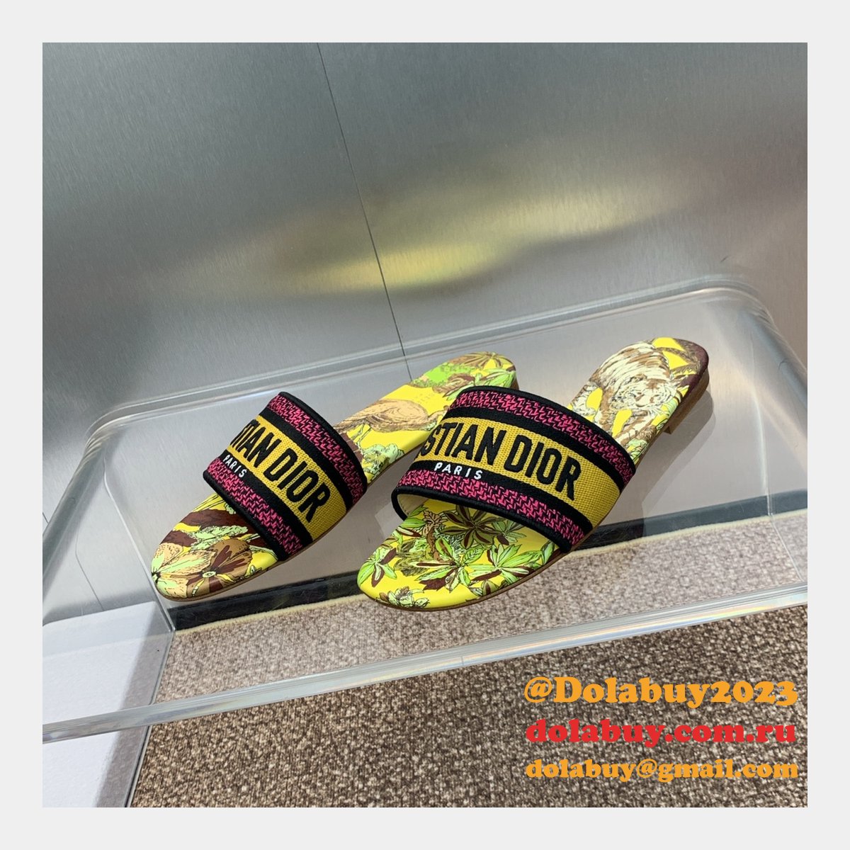 High Quality Dior Dway Heeled Slides Replica Shoes