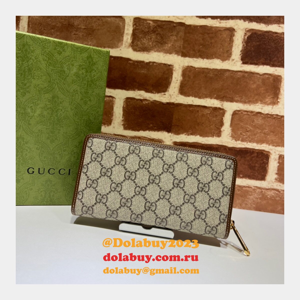 replica G*u*i gg supreme fake 673003 zip around wallet with interlocking g