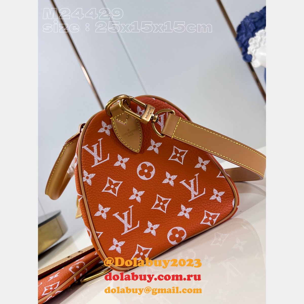 Keepall Bandoulière 50 M24429 Orange Designer Louis Vuitton Copy Bag