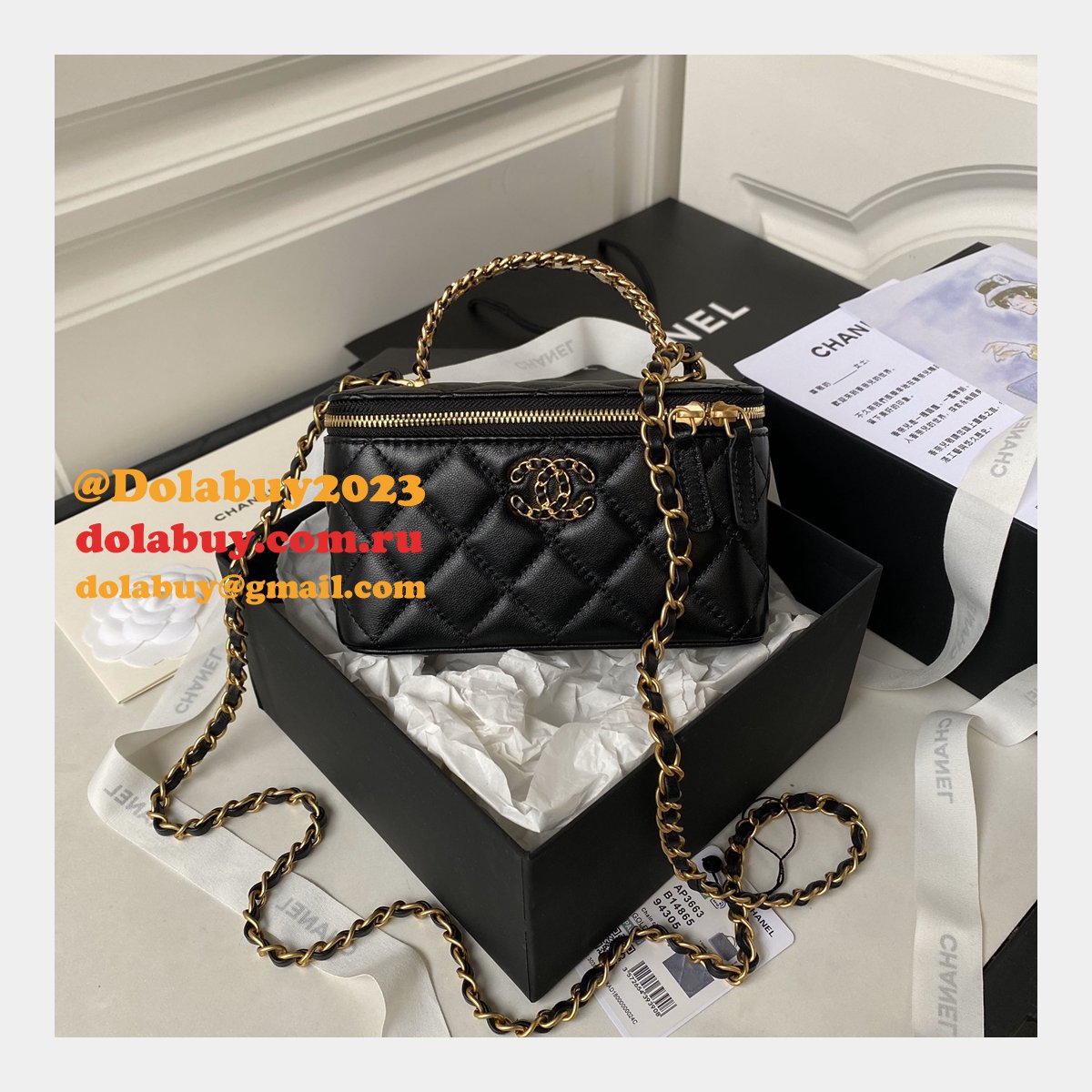 Knockoff Casual Style Vanity AP3663 2Way Chain Plain Party Bags