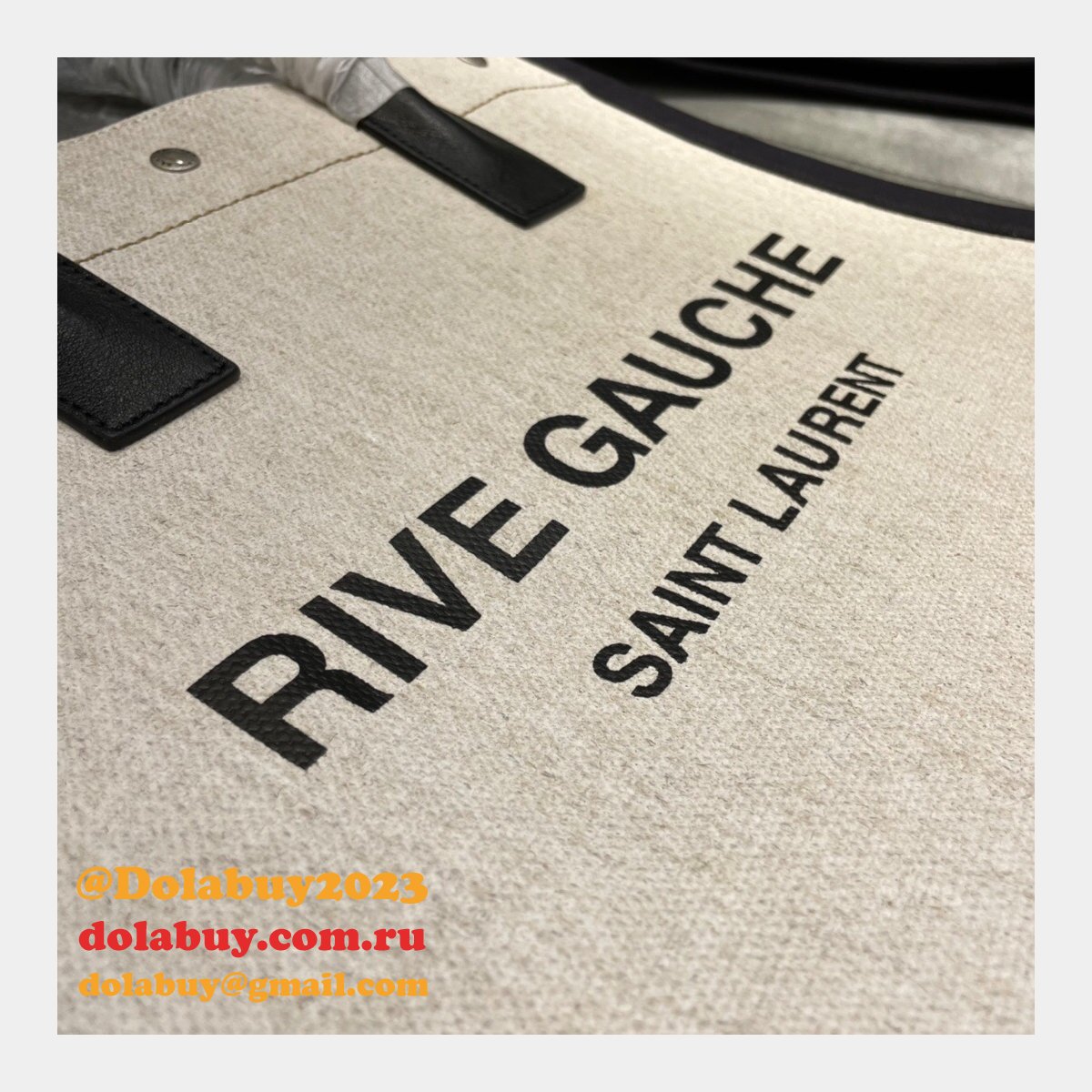 Cheap Replica Saint Laurent Rive Gauche Shopping 631682 Bag In Linen and Cotton