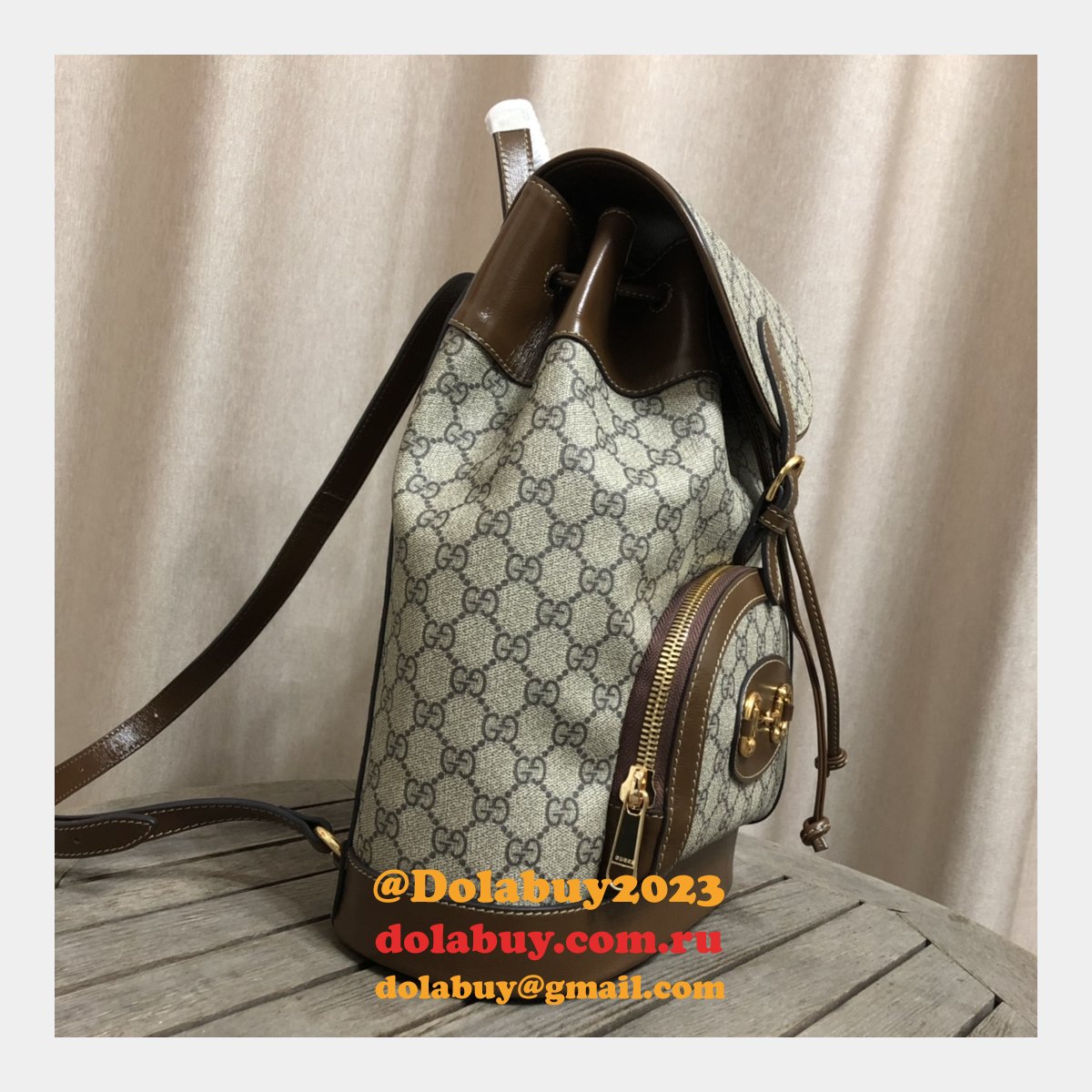 designer G*u*i replica horsebit 1955 backpack beige 620849 bag