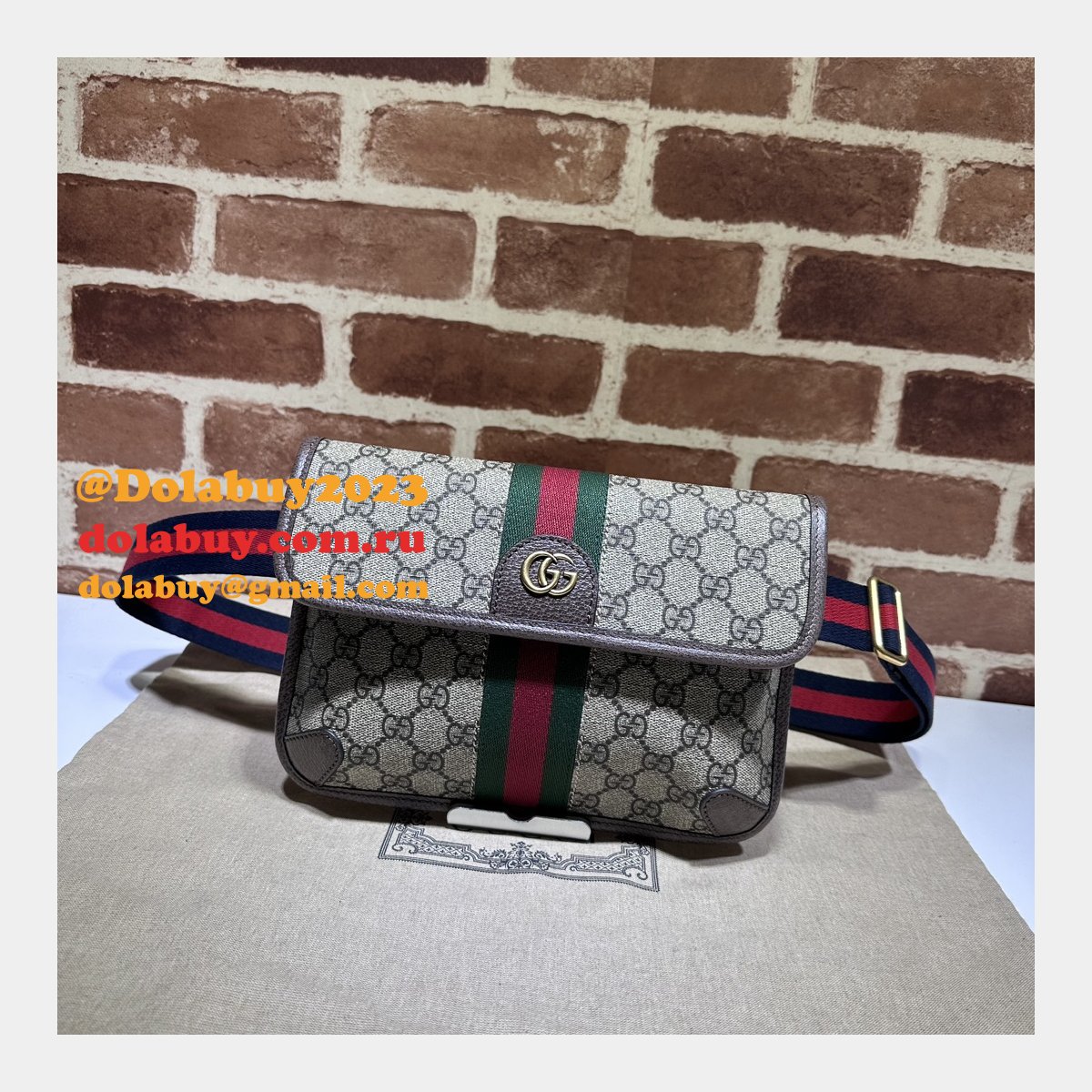 Ophidia GG Perfect Gucci 752597 Belt Ebony Supreme Replica Bag