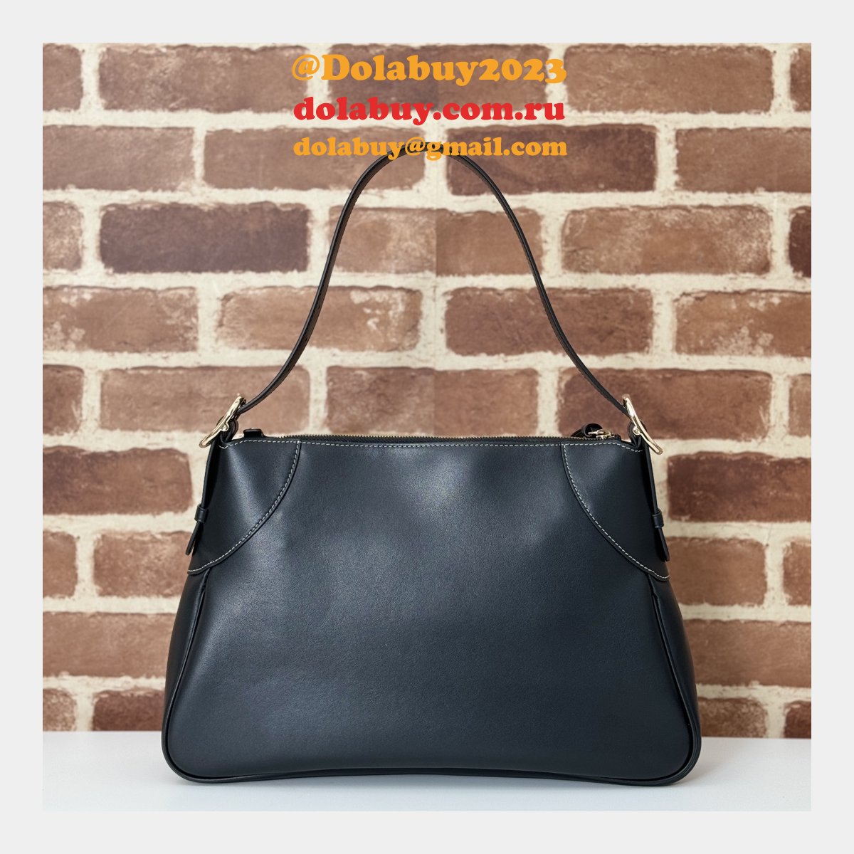 Gucci Duplicate GG Emblem 815217 Shoulder Black Best Bag