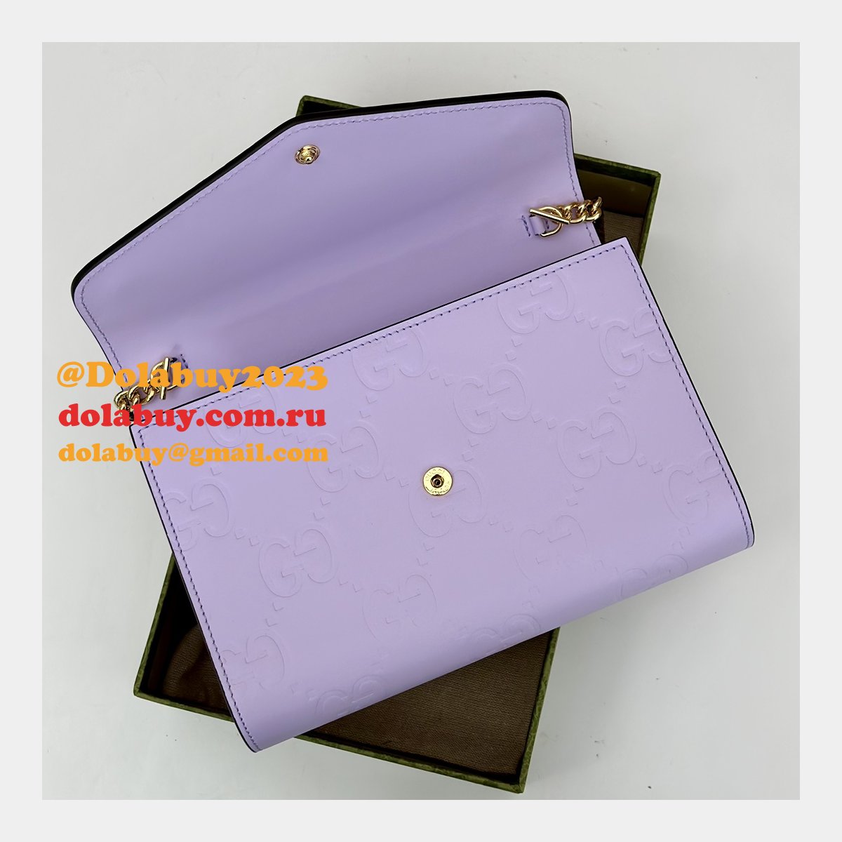 G*u*i copy gg leather chain wallet 1:1 mirror 781555 bag