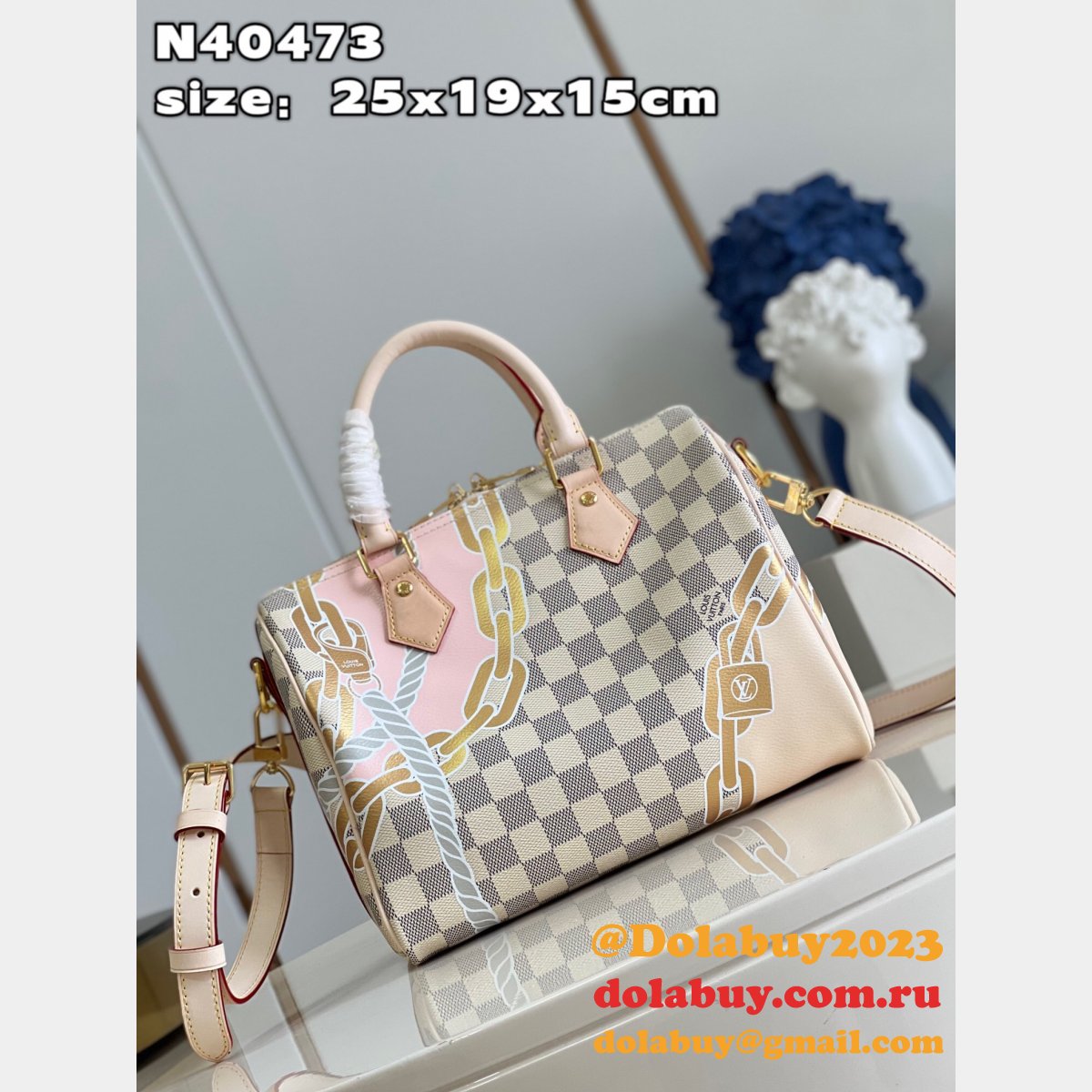 Louis Vuitton 7 Star Speedy Bandouliere 25 Damier Azur Replica