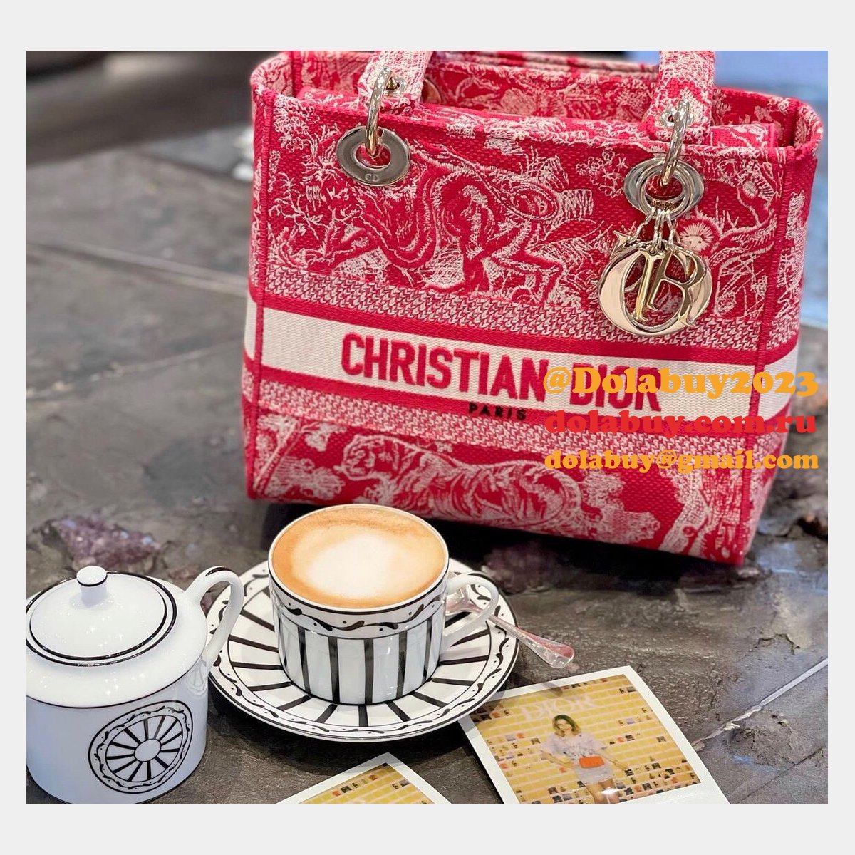 Lady Copy Christian Dior 24cm Red Bag UK for sale
