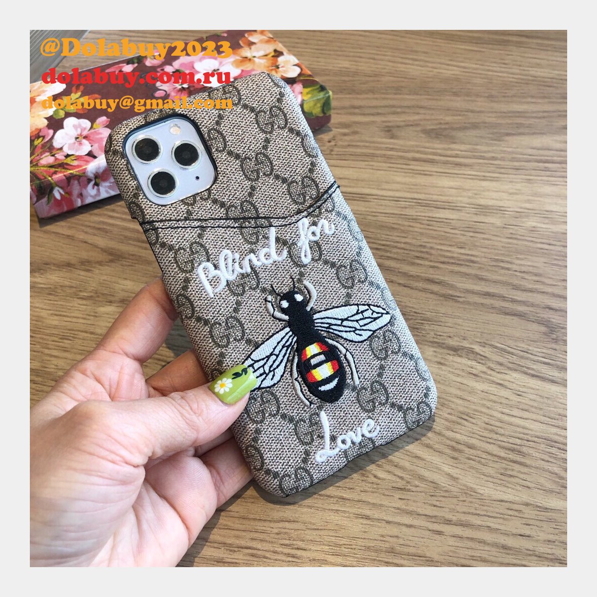 High Quality Gucci iPhone Leather Wallet Cases