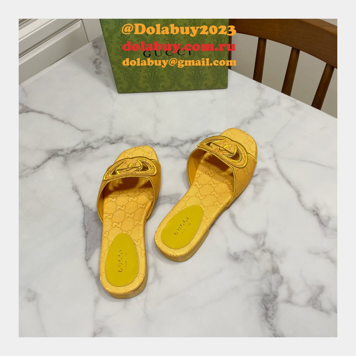 Top Quality GUCCI INTERLOCKING G CUT-OUT SANDAL FLAT
