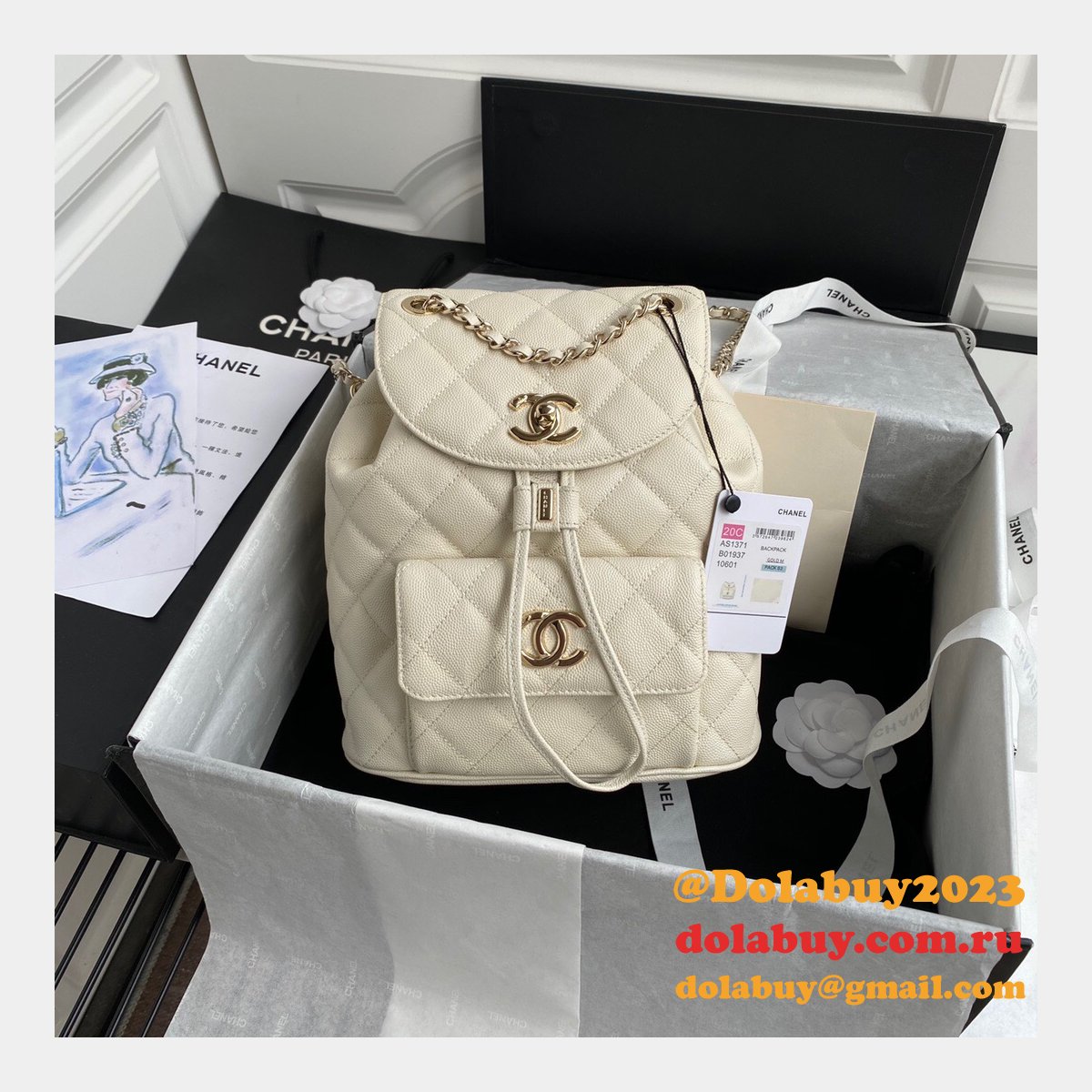 Best AS1371 White/Black High Quality Backpack Bag 21.5