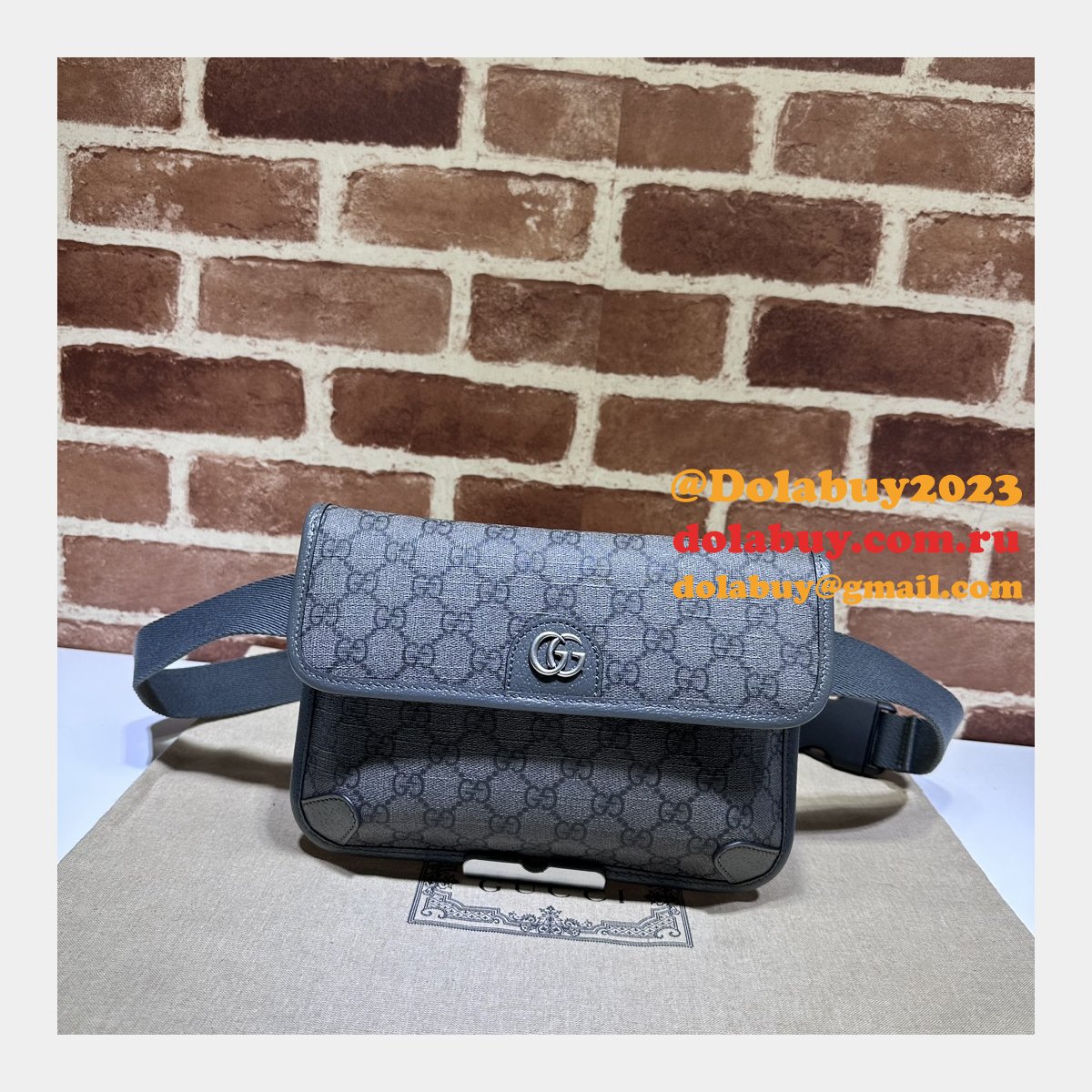 Ophidia GG Perfect Gucci 752597 Belt Ebony Supreme Replica Bag