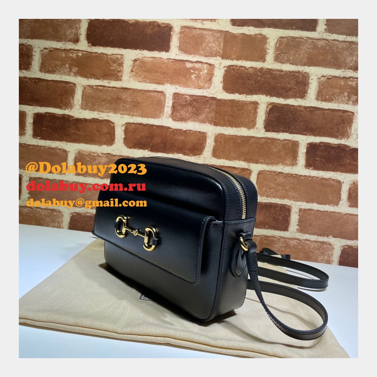 Gucci Horsebit 1955 Small Shoulder 645454 Black Army Green White Bag