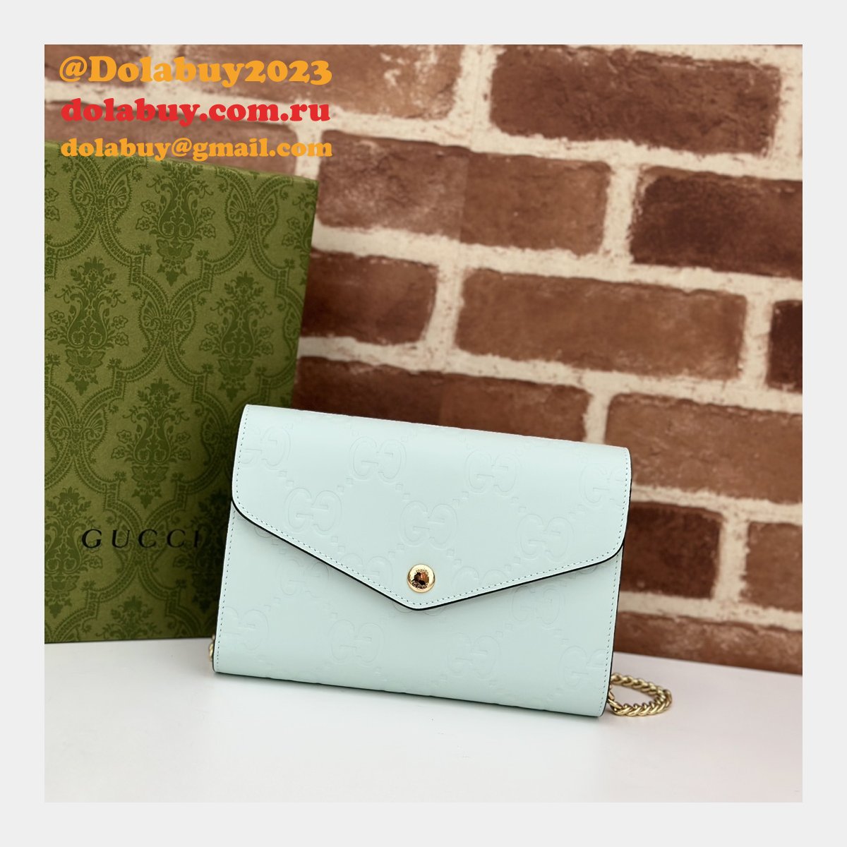 G*u*i copy gg leather chain wallet 1:1 mirror 781555 bag