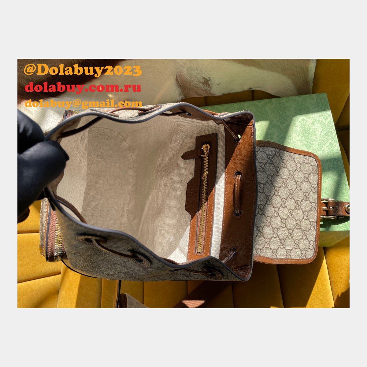 the best G*u*i backpack interlocking g in gg supreme replica bag online store