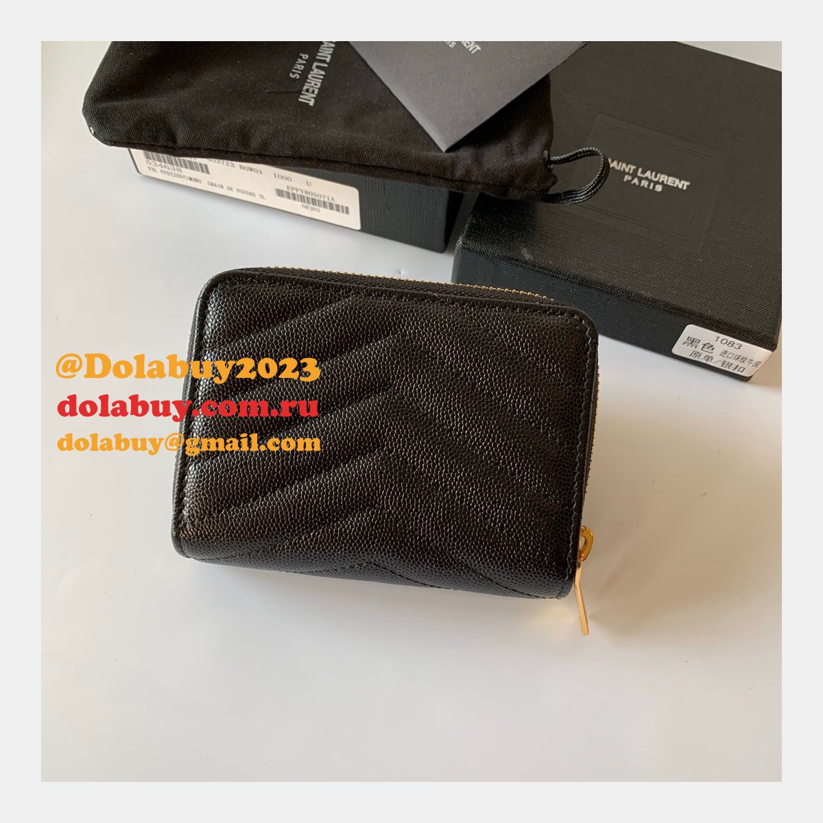 AAA+ Saint Laurent monogram compact zip around wallet black