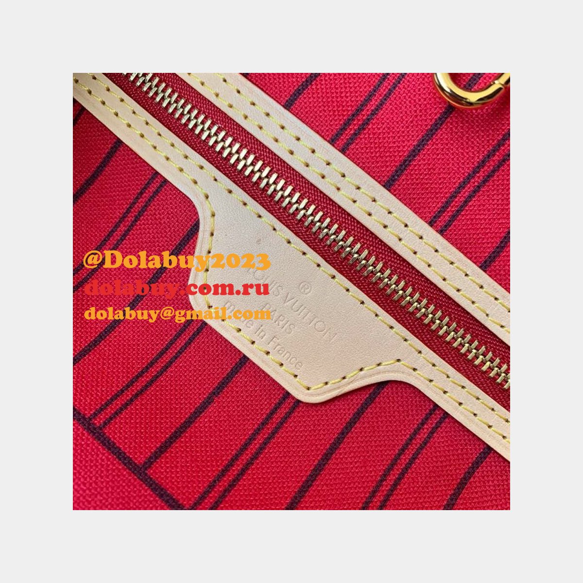 High Quality Louisy Vuittun Monogram Canvas Neverfull GM red Bag 40CM