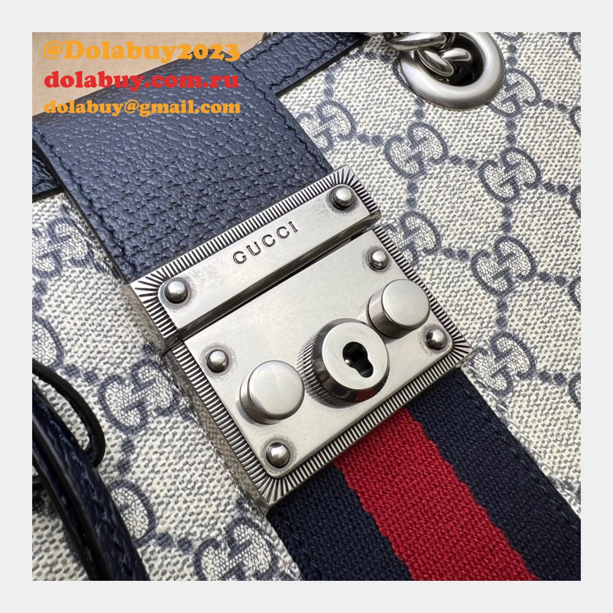Top Quality Gucci 498156 GG Supreme Padlock Small Shoulder Bag