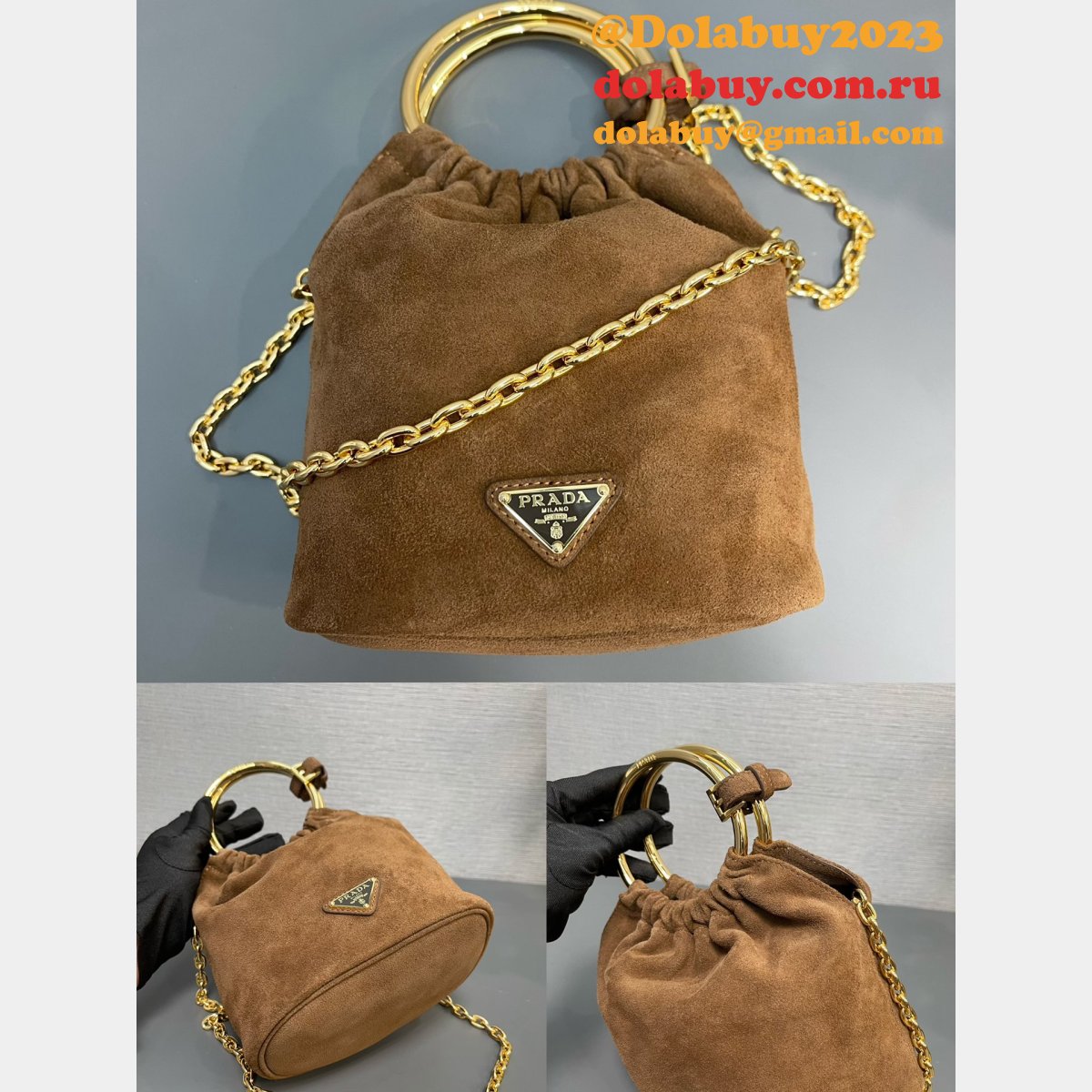 Wholesale New Prada 1:1 Mirror Mini Nappa Bucket Bag 1BC227