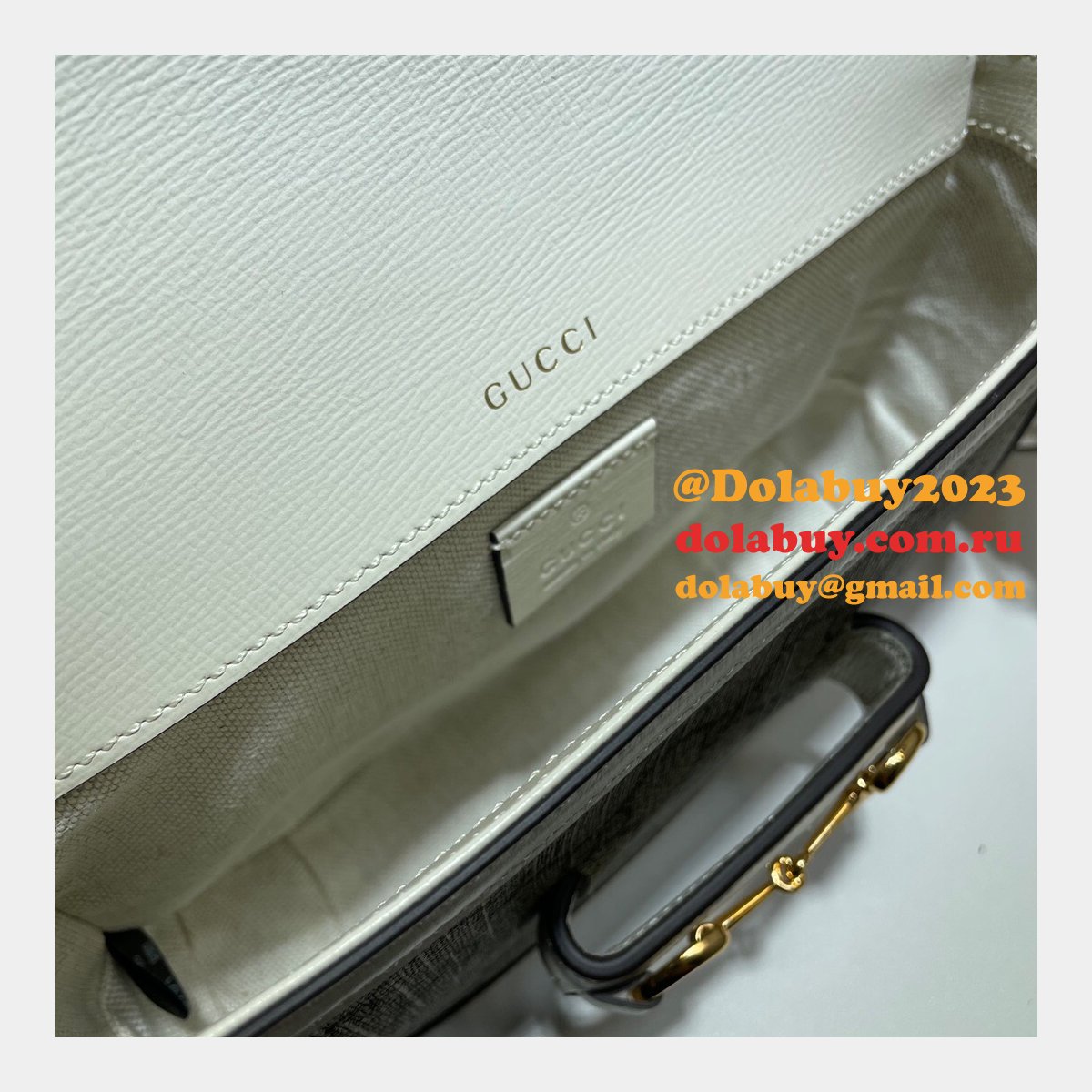 G*u*i replicas horsebit 1955 mini bag white