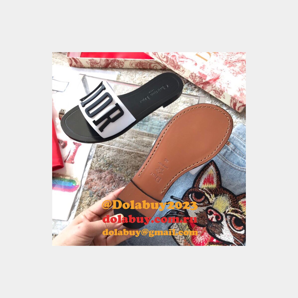 Wholesale Luxury DIOR FALT SLIPPER Top Quality