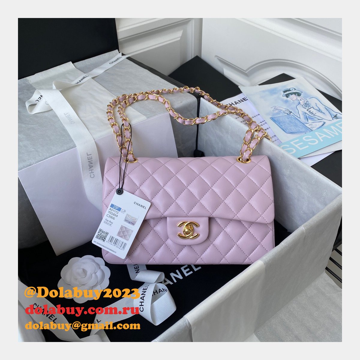 High Quality Replica Lambskin Classic Flap CF 23cm Bag