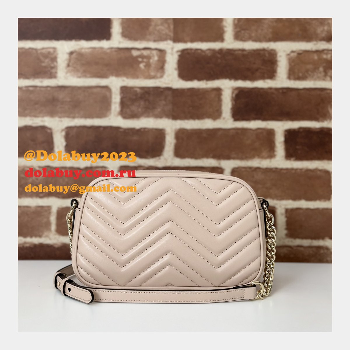 Gucci Replicas GG Marmont 447632 Pink Shoulder Best Bag