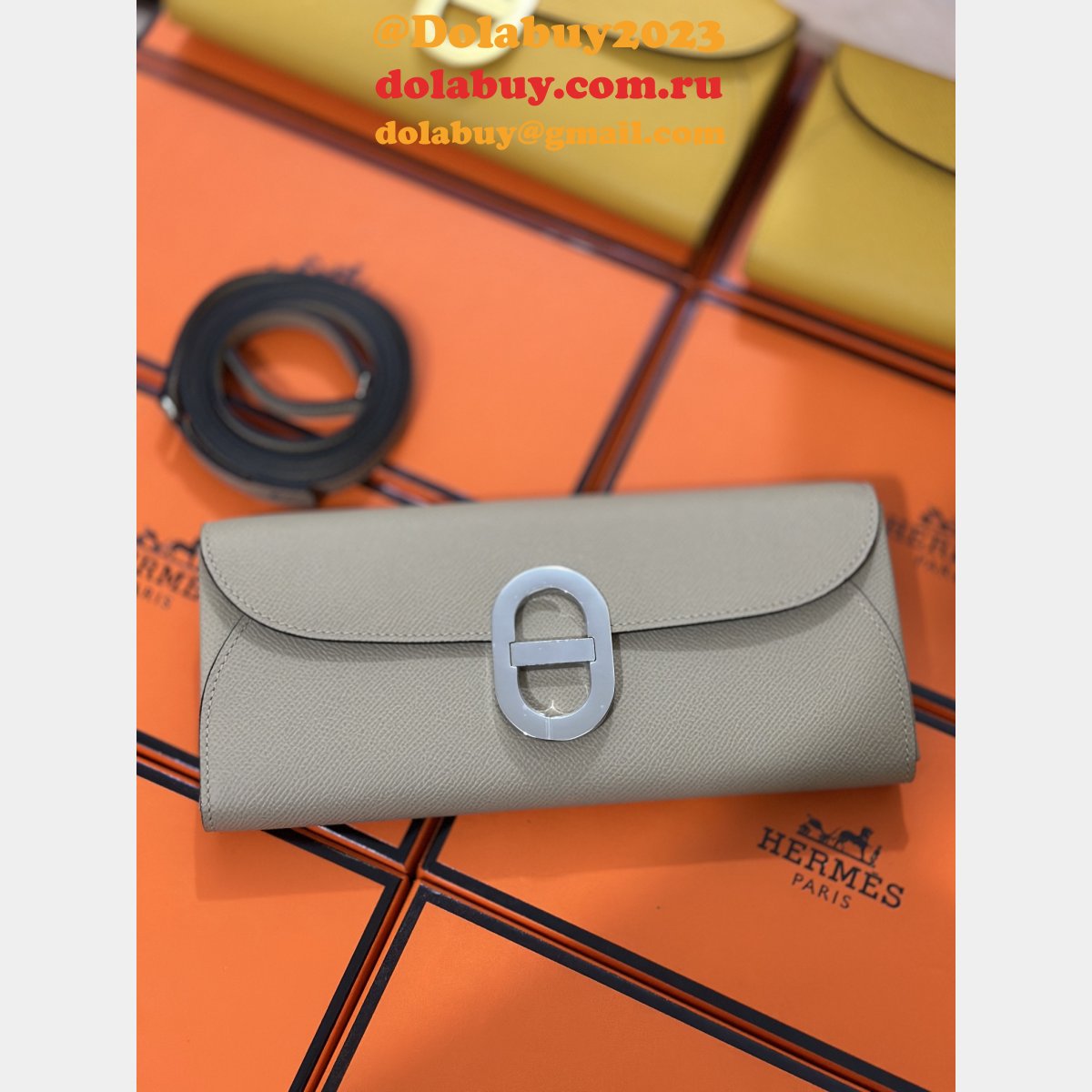 Luxury Hermes D Ancre to go clutch Epsom bag