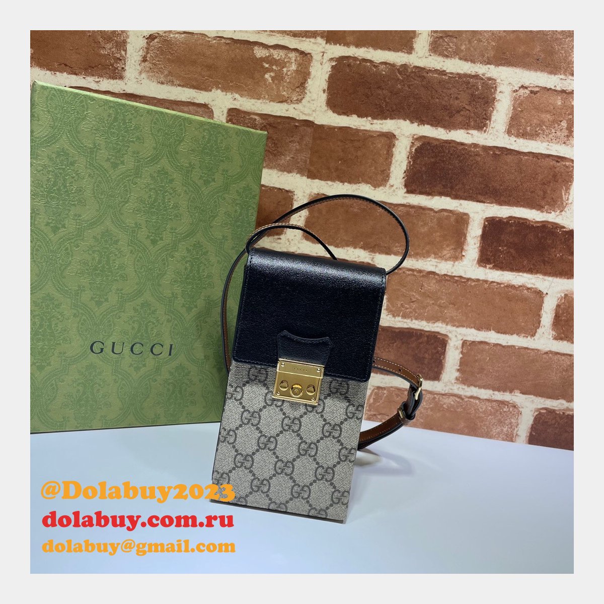 Replica Best Gucci 658229 Padlock mini bag in beige and ebony GG Supreme