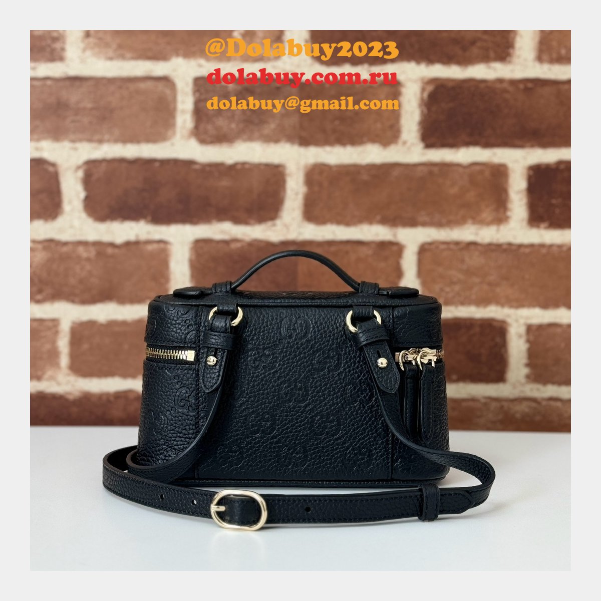 Replica Gucci GG Emblem Super Mini 1:1 Mirror 815949 Black Bag