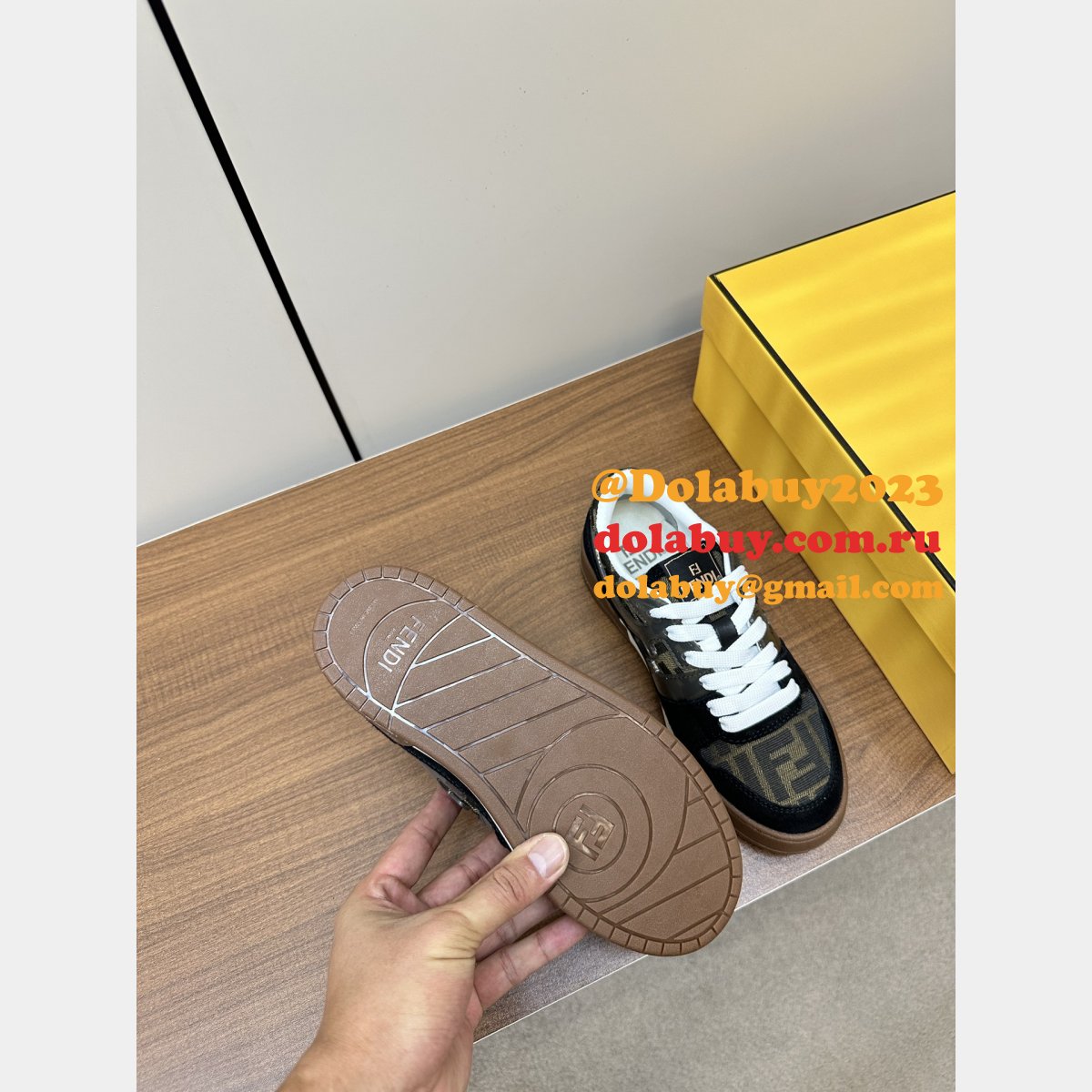 Fendi Match Leather Sneakers