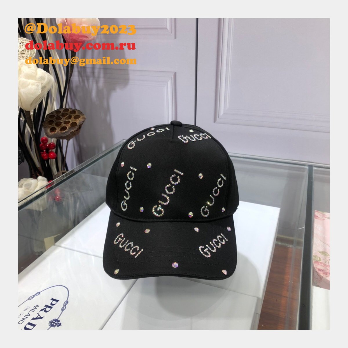 Fashion Gucci with diamond logo Baseball cap