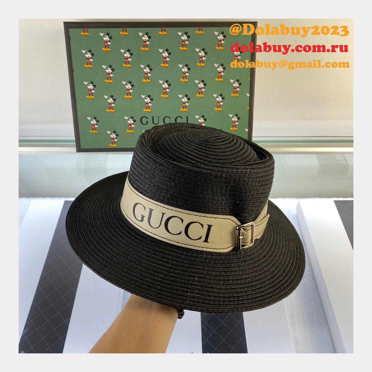 UK Gucci Belt design straw hat