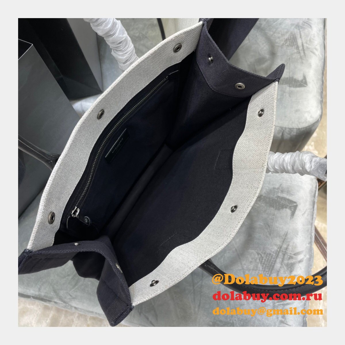 Cheap Replica Saint Laurent Rive Gauche Shopping 631682 Bag In Linen and Cotton