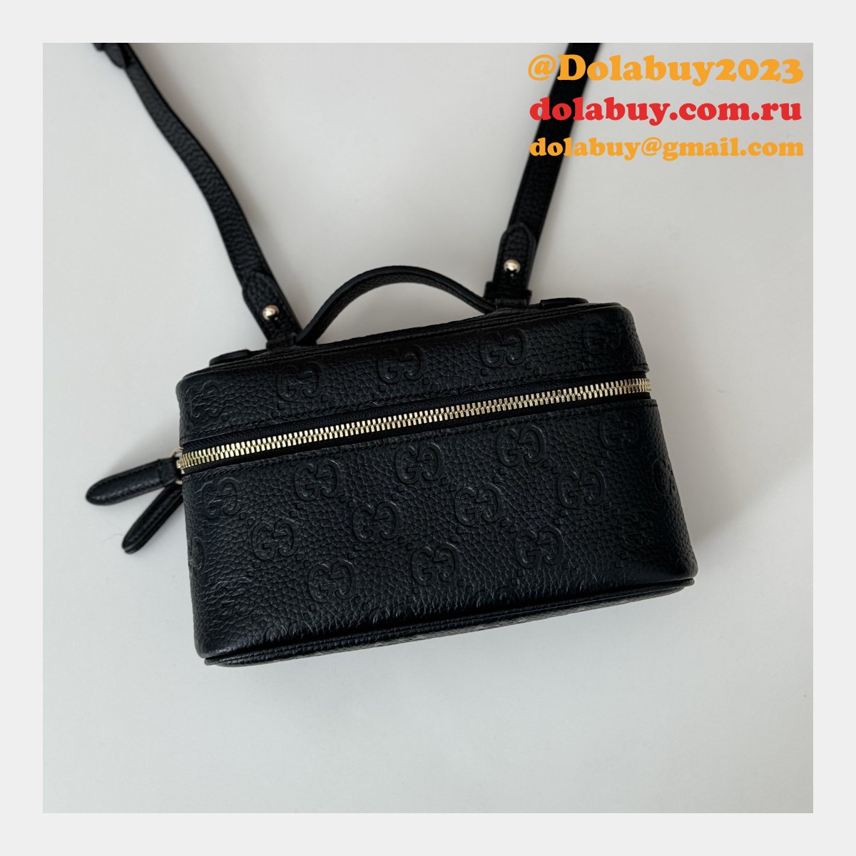 Replica Gucci GG Emblem Super Mini 1:1 Mirror 815949 Black Bag