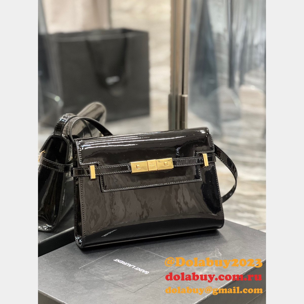 Designer YSL Replica 675626 Manhattan Shoulder Shiny Crocodile Bag