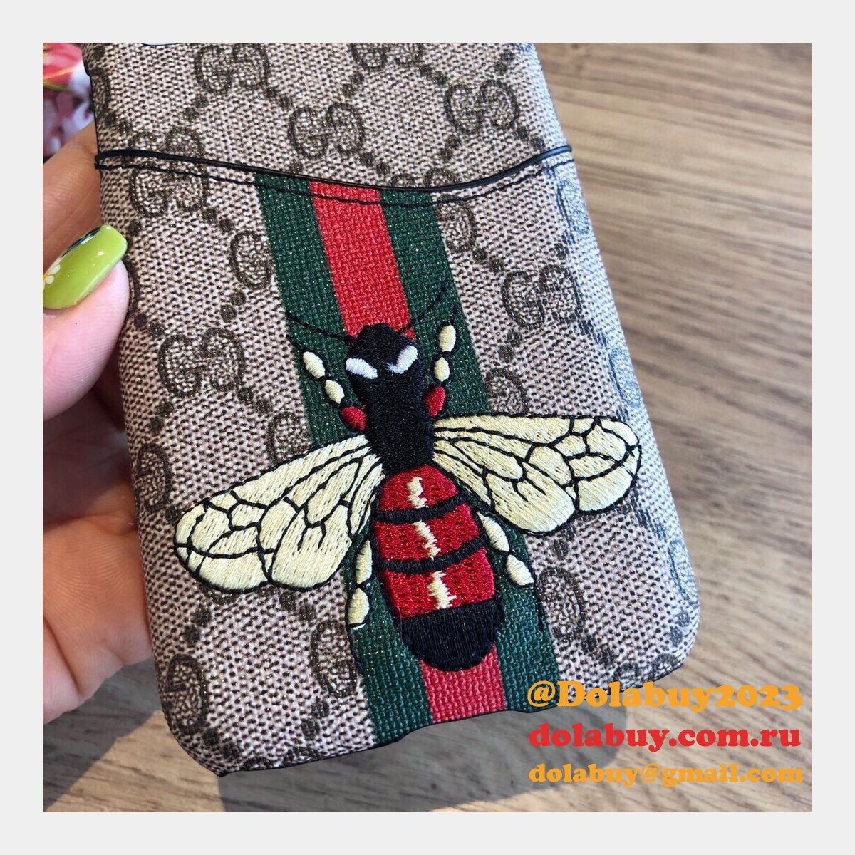 High Quality Gucci iPhone Leather Wallet Cases