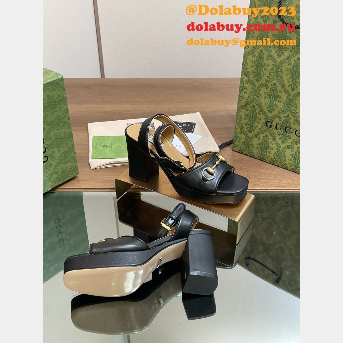 Duplicate gucci Lady horsebit-detailed leather sandals