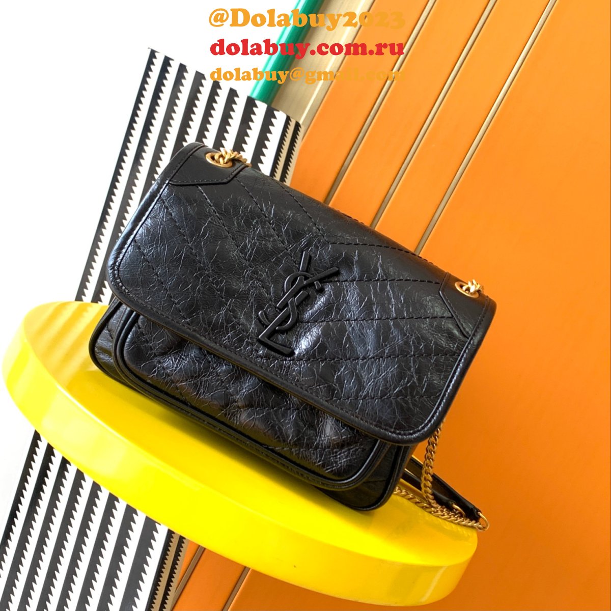 YSL Replica Niki 22cm crinkled vintage leather 533037