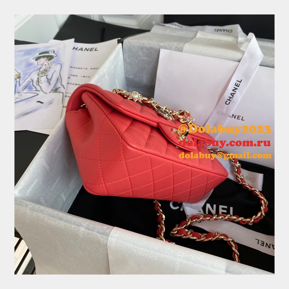 CC Replica Lambskin & Gold-Tone Metal AS2326 20cm Flap Bag